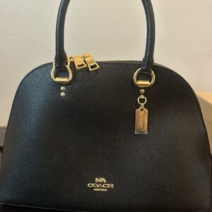 Coach Black Satchel with Gold Accents